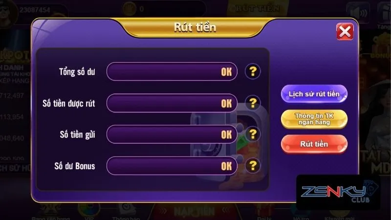 Hướng dẫn các bước rút tiền Zenky